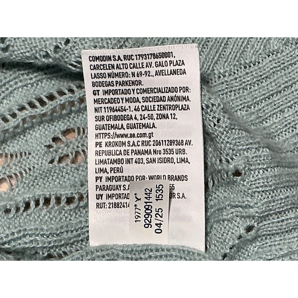 American Eagle Button Front Tank Top Size Medium Blue Knit Ruffle Hem - Picture 11 of 14